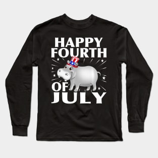 Hippo 4Th Of July Patriotic Long Sleeve T-Shirt